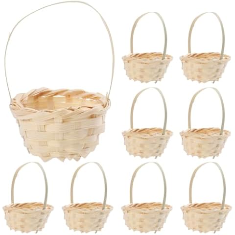 Happyyami 20Pcs Mini Woven Flower Girl Baskets Cover