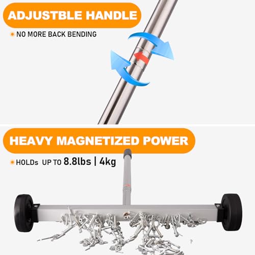 image for Toolwiz Magnetic Pick Up Sweeper 17-inch Heavy Duty Magnet Pickup Lawn