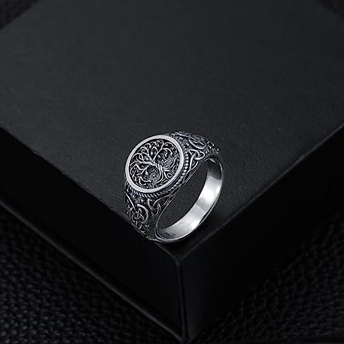 Tree of Life Celtic Knot Ring for Men S925 Sterling Silver Vintage Wide Celtic Knot Band Rings for Men Tree of Life Ring Celtic Knot Jewelry Vintage Wide Celtic Knot Tree of Life Ring for Men Boy3