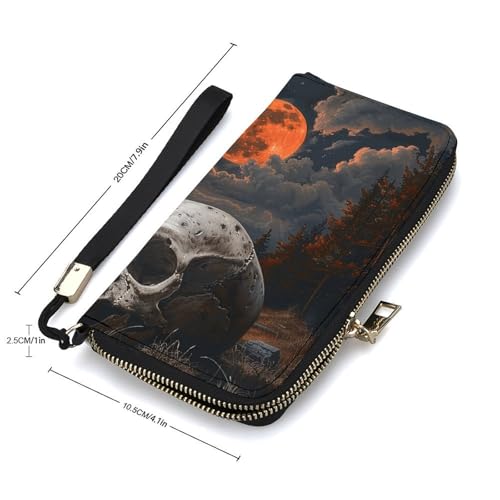 Night And Skull Wallet, Elegant Wristlet Wallet with Multi-Card Slots, PU Leather Long Purse for Women, Men2