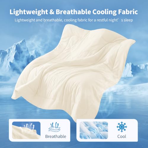 MASVIS Cooling Comforter King Size, Cooling Blanket for Hot Sleepers Lightweight Summer Blanket with Double-Sided Cold Tech Fabric,Breathable Cold Blanket,Beige,90"X108" — view 3