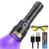 【UV-Schutzbrille】Unsere UV-Taschenlampe ist sehr leistungsstark, bitte leuchten Sie nicht in Ihre Augen, wenn Sie sie verwenden. Wir haben UV-Schutzbrille für Sie vorbereitet, und es wird empfohlen, UV-Taschenlampe mit dieser Brille zu verwenden