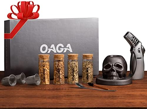 Cocktail Smoker Kit with Torch - 4 Flavors Wood Chips - Old Fashioned Cocktail Kit, Bourbon & Whiskey Drink Smoker Infuser Kit - Whiskey Gifts Ideas for Men, Fathers, Dad, Husband (No Butane)