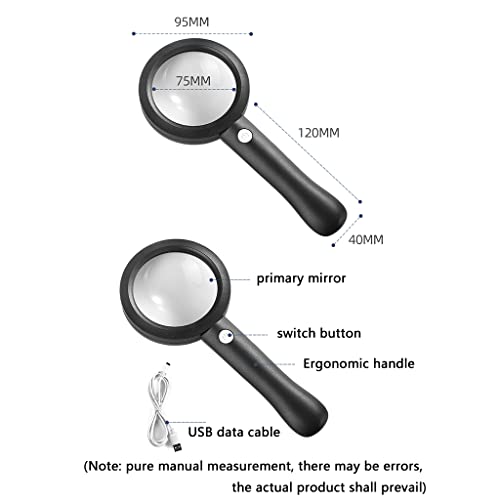 Loupe portative HD 75 mm éclairage LED USB pour identification précise - 6