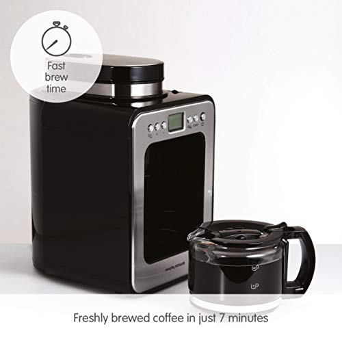 Morphy Richards 162100 Bean to Cup Grind and Brew Coffee Machine, Glass, 600 W, Black/Brushed 3 Gallery Image Morphy Richards 162100 Bean to Cup Grind and Brew Coffee Machine, Glass, 600 W, Black/Brushed 3 Gallery Image