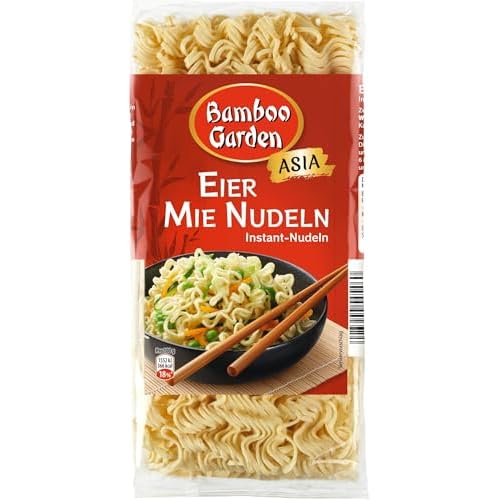 Bamboo Garden - Eier Mie Nudeln | Vegetarische Instant-Nudeln für asiatische Nudelgerichte| Ideal für gebratene Nudeln oder Suppen | Fertig nach 5 Minuten | 250 g im Beutel (Packung mit 5)