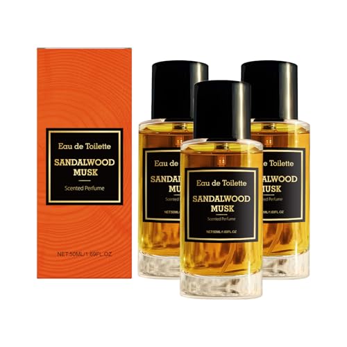 Sandalwood Aroma Perfume Oil, Sandalwood Musk Scented Perfume with Elegant, Long-Lasting Body Perfume Spray Fragrance for Women & Men, 50ml (3pcs)