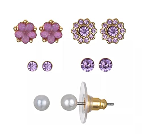 LC Lauren Conrad Flower Stud 5-Earring Set, Purple