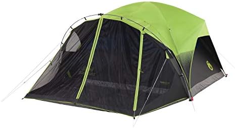 Coleman Camping Tent with Screen Room | 4 Person Carlsbad Dark Room Dome Tent with Screened Porch , Green/Black/Teal