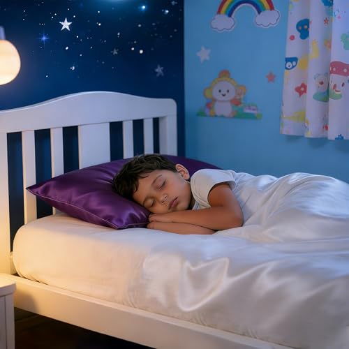 Image of NTBAY 2 Pack Pillows with Stain Pillowcases, Soft Cotton Down Alternative 13x18 Zippered Pillows for Sleeping in Crib Bed - Machine Washable - Breathable Travel Pillow, Purple