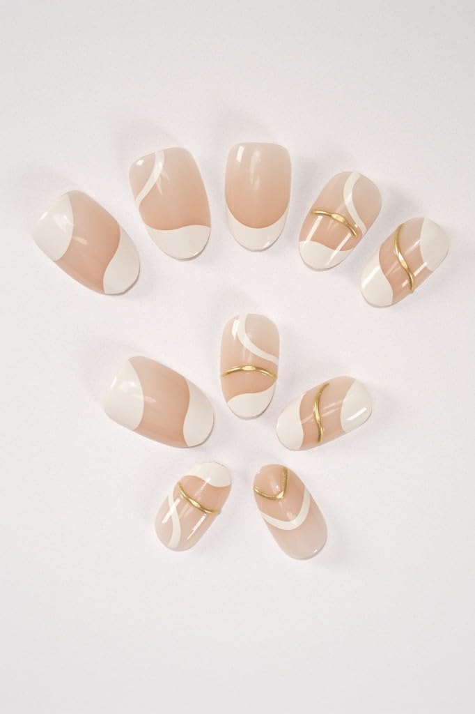 Pop Beauty Takma Tırnak Seti & Zararsız Yapıştırıcı Beyaz Altın
