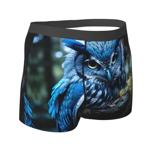 Blue Owl print Mens Underwear Boxer Briefs Breathable Soft Moisture Wicking with Fly Underwear for Men3