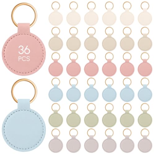 Image of Leather Keychain Blanks DIY Crafts | PU Leather Key Fob Kit with Metal Rings, Laser Engraving Blanks Keychain Bulk, Customized Keychains Backpack Birthday Gift