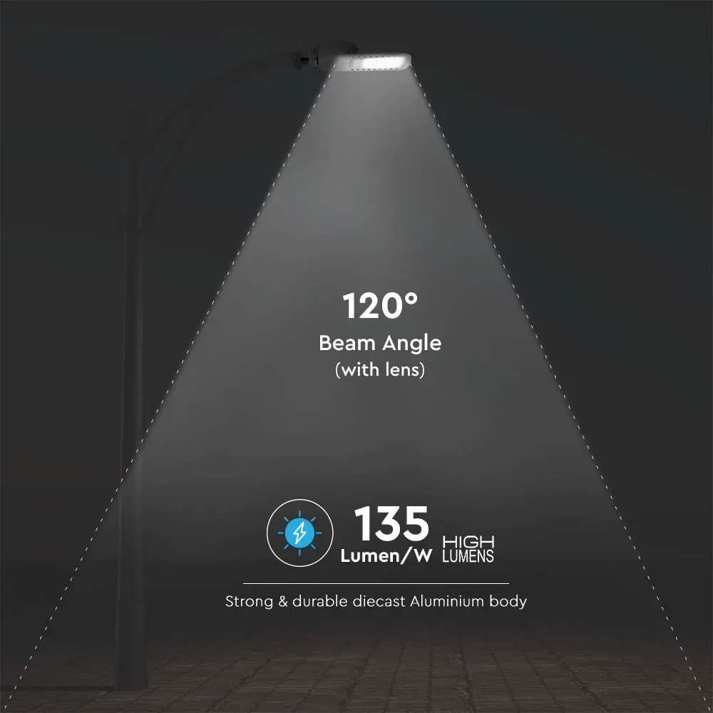 Straßenlampe Straßenlaterne LED Straßenbeleuchtung, IP65 Tageslichtlampe, grau, LED 50W 6850Lm 6500K, HxLxB 43,4x6,3x16,9cm, 2er Set
