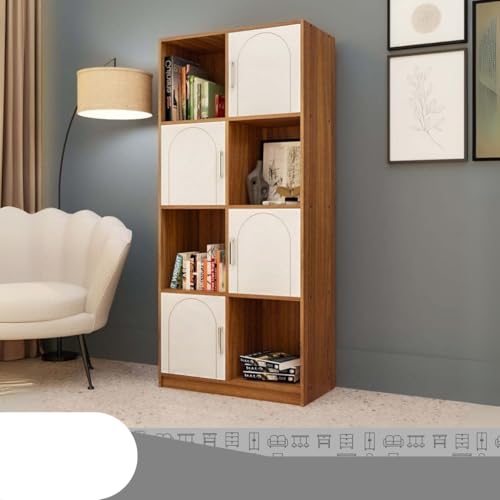 Image of Cube Arch Engineered Wood Open & Closed Bookshelf | Display Unit | Open 4 Shelves & 4 Door Cabinet Storage for Home & Office|1 Year Warranty (Finish - Leon Teak, Knock Down)