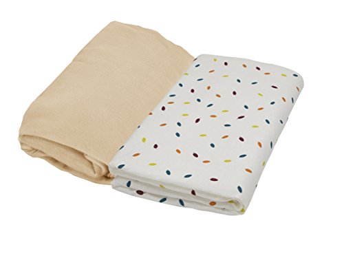 Drap housse 70x140 jersey lot de 2 imprimé plumes colorées nougat pour matelas lit évolutif