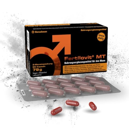 Fertilovit® MT | männliche Fruchtbarkeit & Spermienbildung | ideal bei Stress, für Raucher, ungesunder Ernährung | Antioxidantien, Zink, Selen, Taurin und mehr | 90 Kapseln für 3 Monate