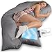 Traumreiter Visco XXL Seitenschläferkissen mit Bezug Graphitgrau | Hybrid Kissen + 1cm Memory Foam I U förmiges Schwangerschaftskissen Gel Body Pillow I Lagerungskissen Ergonomie Zertifiziert