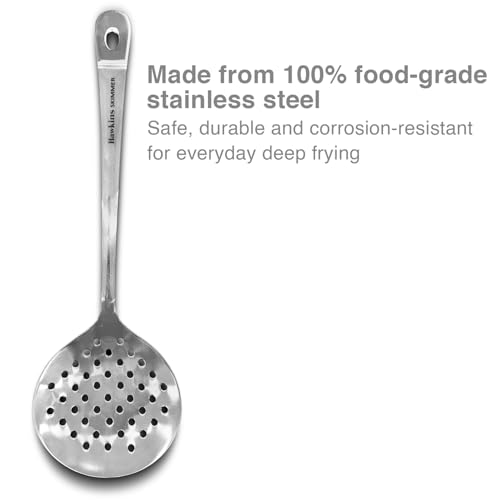 Image of Hawkins Food-Grade Stainless Steel Skimmer for Puris, Samosa, Vada, Manchurian, Kachori, Pakodas | Poni, Jhara, Jharna, Kadchi | Perfect for Deep Frying, Straining, Draining (SSPTS)