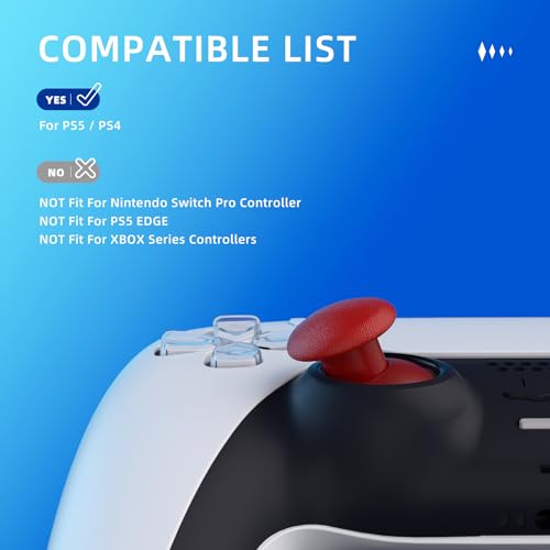 eXtremeRate ps5（BDM-010&BDM-020&BDM-030&BDM-040&BDM-050）コントローラーedge に対応用交換サムスティック(ピュアカラー)、ps4全モデルコントローラー用カスタムの交換できアナログスティックジョイスティック、コントローラーが含まれません【カーマインレッド】