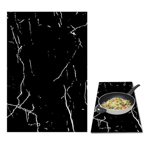 Mayoii Induction Hob Protector Mat,Heat-Resistant Silicone Induction Hob Protector,52×78cm Hob Covers for Electric Cookers,Washable Recycled Hob Covers (Marbled Black)