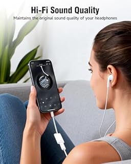 USB C to Lightning Headphone Audio Adapter, Type C Male to Female Lightning Earphone Converter with Charge/Data Transfer, Compatible with iPhone 17/16/15 Plus/Pro/Max, iPad Pro/Air 6/5/4, MacBook