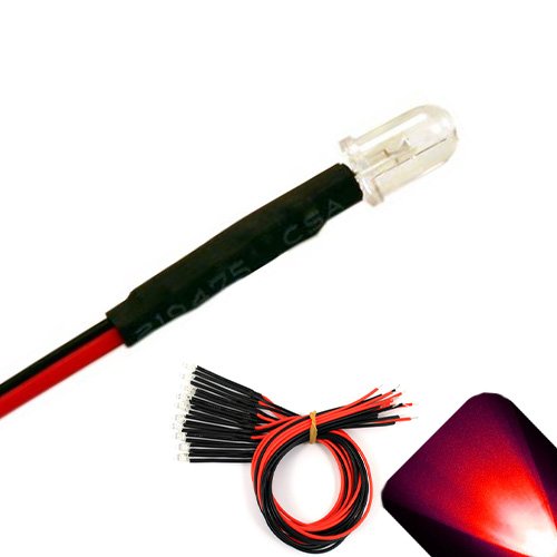 5mm 9v Pre-Wired Red LED - Ultra Bright (7v, 8v, 9v) (Pack of 10)