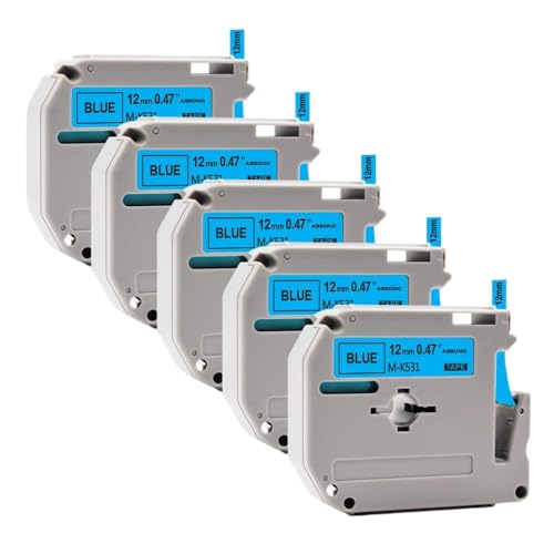 3PK 5PK MK231 12mm���x���e�[�v�͔������PT-M95 PT-65 PT-80 PT-70 PT-45���x�����[�J�[�e�[�v�ƌ݊���������܂�(5PK Black on Blue)