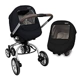 Manito Melange Infant Car Seat Weather Shield – Universal-Fit, Clear Window, Windproof, Water-Repellent, Premium Baby Car Seat Cover for Travel & Outdoor Weather Protection (Black)