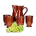 MamboCat, Set da 5 pezzi: Brocca di argilla, 1 l + 4 bicchieri di argilla, 200 ml, resistenti stoviglie di argilla, marrone smaltato