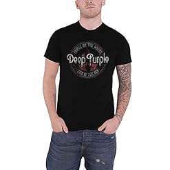 Deep Purple T Shirt Smoke on The Water Circle Band Logo Nouveau Officiel Homme - Les Beatles, Paul McCartney, John Lennon, RIngo Starr, George Harrison