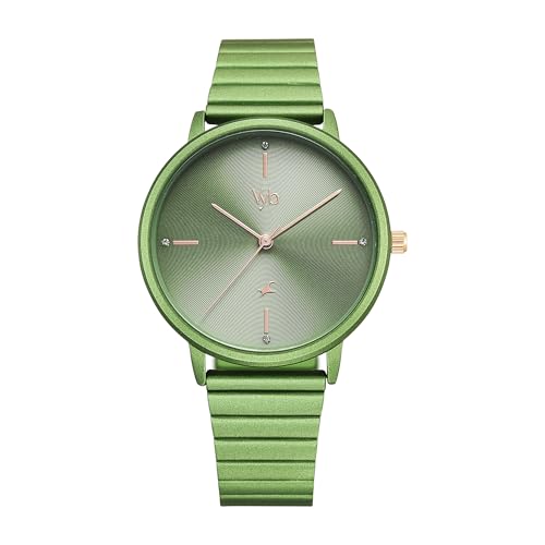 Image of Fastrack Vyb Bliss Quartz Analog Green Dial Metal Strap Watch for Women