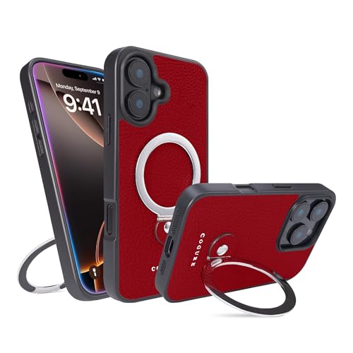 COGURE 互換 iPhone 17 ケース 本革 スタンド COPMS レッド（Amazon）