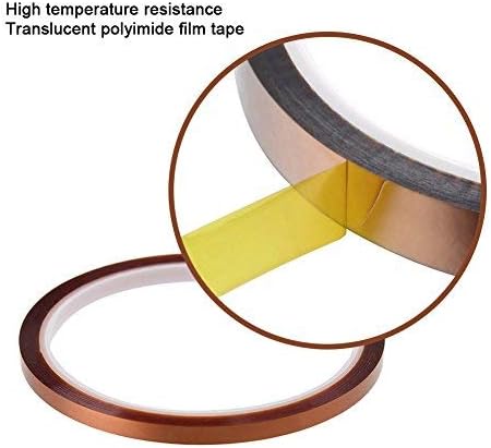 Qi Mei 3 Rolls Polyimide Adhesive Tape High Temperature Heat Resistant Tape Sublimation Tape 10mm X 31yd Tape