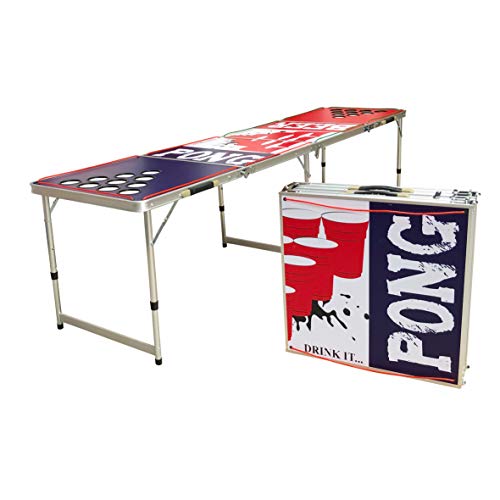 Novalife 8 Foot Portable Beer Pong Tailgate Table with LED Lights & Cup Holes