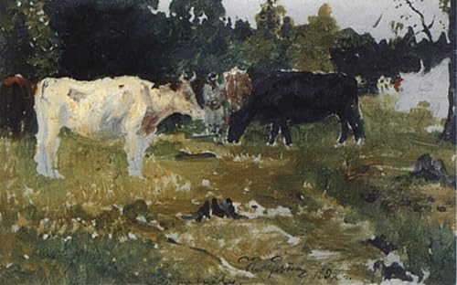 Affiche Murale Étude de vaches au pâturage par Il Ya Repin Poster Art Animaux 60x90cm