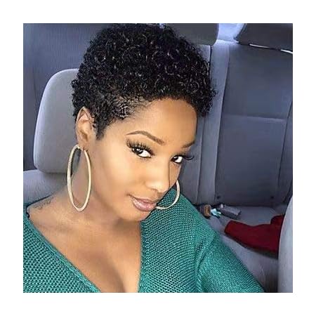 Amazon Com Hanne Pelucas De Pelo Humano Rizado Corto Para Mujeres Negras 100 Remy Brasileno Pelo Suave Corto Pixie Cut Pelucas Humanas Ninguno Encaje Sin Pegamento Cabello Humano Negro Natural Todo Lo