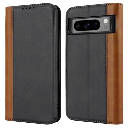 Ｈａｖａｙａ for Google Pixel 8 Pro Case Wallet with Card Holder Flip Cover with Credit Card Slots -Black & Yellow