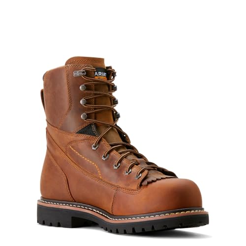 ARIAT ARIAT Men's Longview Shock Shield 8" Waterproof Composite Toe Work Boot, Copper Brown, 10