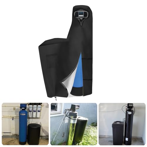 Bitubi Water Softener Cover with Split Zipper Outdoor Water Softener Brine Tank Cover Waterproof Anti-UV(64 H x 40 W x 16 D Black) All Weather Protection