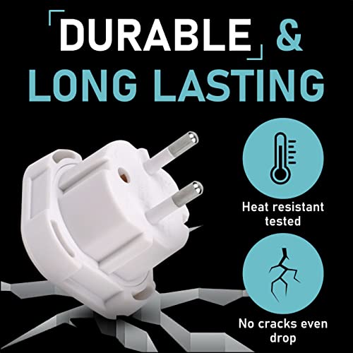 Travel Adapter - Plug Adapter - Travel Plug Converter Type C, E, F (White) - Image 6