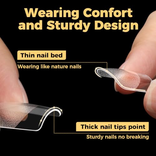 Image of UNA GELLA Short Square Nail Tips, Pre Etched Short Square Gel Nail Tips, 240pcs Soft Gel Clear Press on Nails Full Cover Fake Nails for Nails Extension DIY Salon 12 Sizes At Home