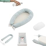 COOL · DREAMS - Cojín Nido con Base Impermeable ☔ y desenfundable para bebé 100% algodón hipoalergénico. con Certificado Oeko-Tex (Gofre Eucaliptus)