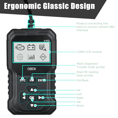 Lqito V410 Car OBD2 Scanner Code Reader Engine Fault Code Reader Scanner CAN Diagnostic Scan Tool Read and Clear Error Codes,for OBD II Protocol Cars Since 1996