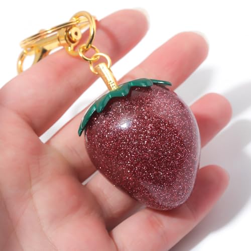 Image of Fruit Bag Charm Keychain - Gold Key Chain, Cute Purse Handbags Accessories - Beautiful Gift for Women