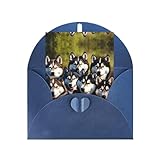 husky's spirit Paquete: cada paquete de tarjetas de felicitación vertical con impresión de Huskys viene con una tarjeta perfectamente diseñada y un sobre a juego que tiene un dulce cierre en forma de corazón. El juego está listo para usar, por lo que puedes prepararte rápidamente para enviar tus cálidos deseos.