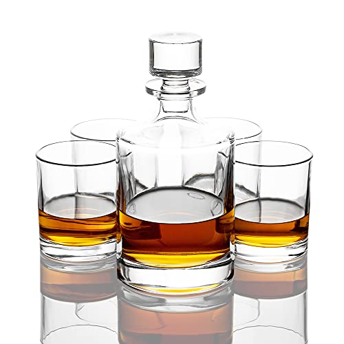 Whiskey Decanter Set With 4 Glasses In Gift Box By Verolux, Gifts For Men And Women, Classic Design With Glass Stopper 31Oz - Scotch, Liquor, Whisky, Bourbon, Gin, Rum, Tequila, Vodka And Brandy #TOP4