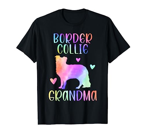 Border Collie Grandma Border Collie Nana Rainbow Acuarela Camiseta