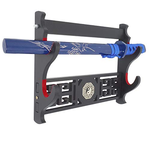 Eforlife Padded Sword Wall Mount Katana Stand Samurai Sword Holder Display Rack Chinese Bagua Style (2-Tier) - Thumbnail 4
