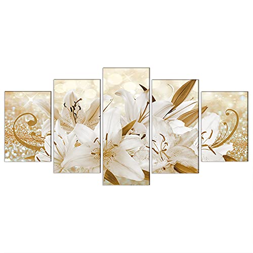 LUDUHU Golden Orchid Flowers Canvas Print - Abstract Floral Wall Art Painting Decor for Home Decoration Artwork Picture Bedroom (E,Oversize 80x40inch) by LUDUHU - Used condition - Image 2